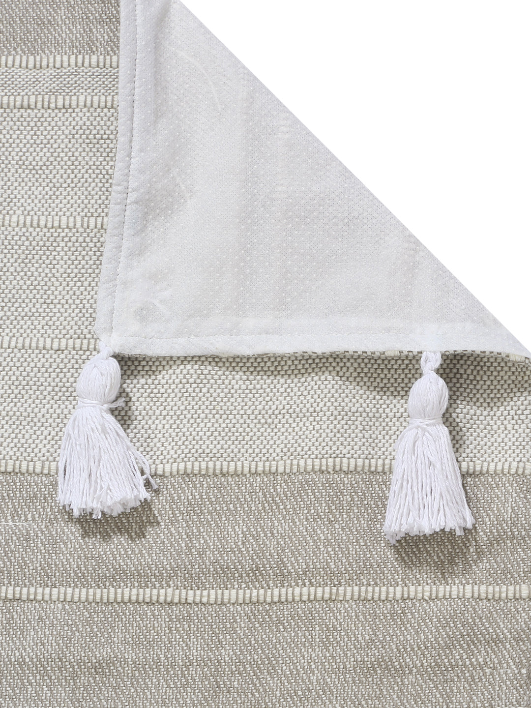 Off White and Light Grey Stripe Hand woven Cotton 3 Seater Sofa Cover