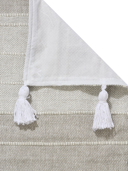 Off White and Light Grey Stripe Hand woven Cotton 3 Seater Sofa Cover