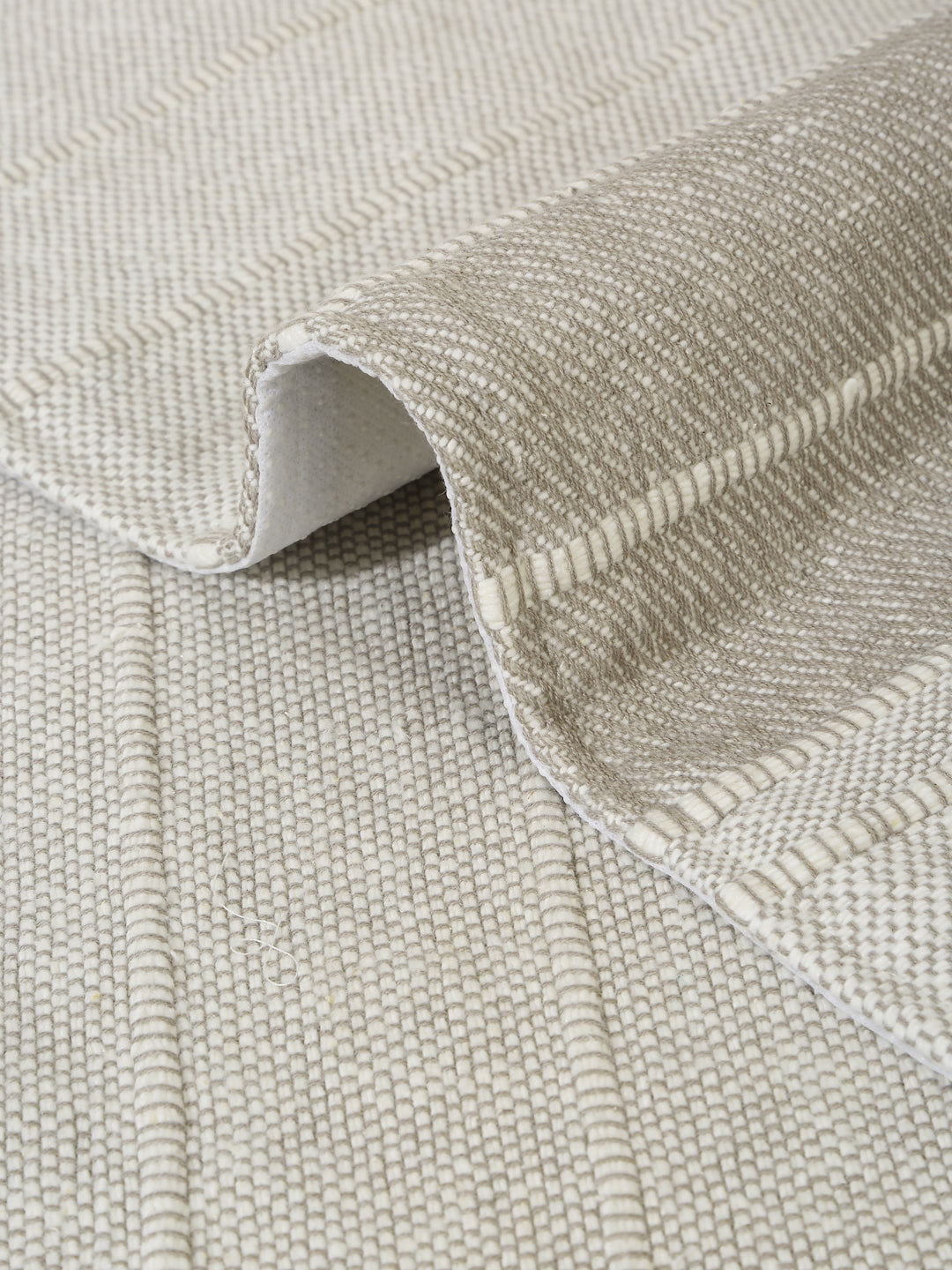 Off White and Light Grey Stripe Hand woven Cotton 3 Seater Sofa Cover
