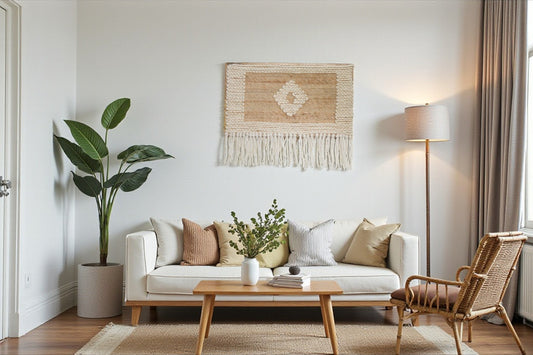 Boho Macrame Wall Hanging with Fringe – Premium Handwoven Living Room Decor