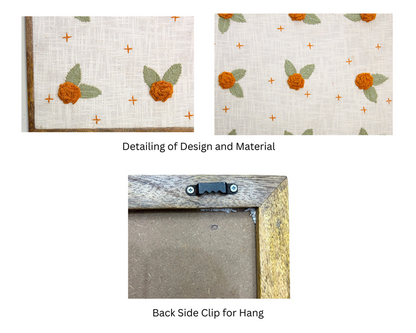 Handcrafted Floral Wall Art Decor | Embroidered Marigold Wall Hanging for Living Room & Bedroom
