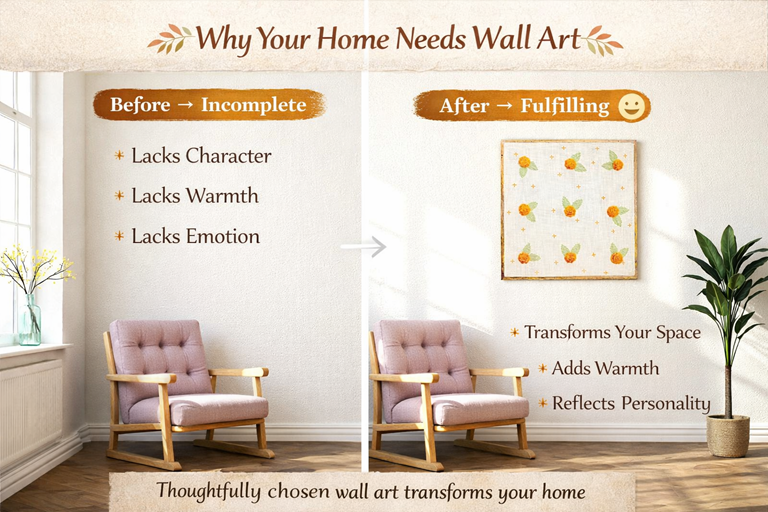 Handcrafted Floral Wall Art Decor | Embroidered Marigold Wall Hanging for Living Room & Bedroom