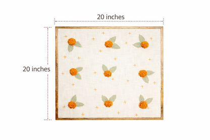 Handcrafted Floral Wall Art Decor | Embroidered Marigold Wall Hanging for Living Room & Bedroom