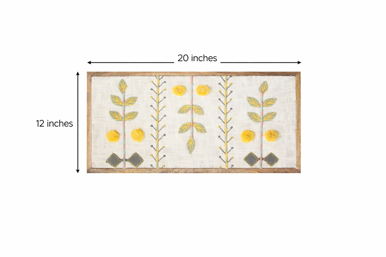 Handcrafted Embroidered Botanical Wall Art | Floral Textile Wall Hanging for Living Room & Bedroom