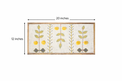 Handcrafted Embroidered Botanical Wall Art | Floral Textile Wall Hanging for Living Room & Bedroom