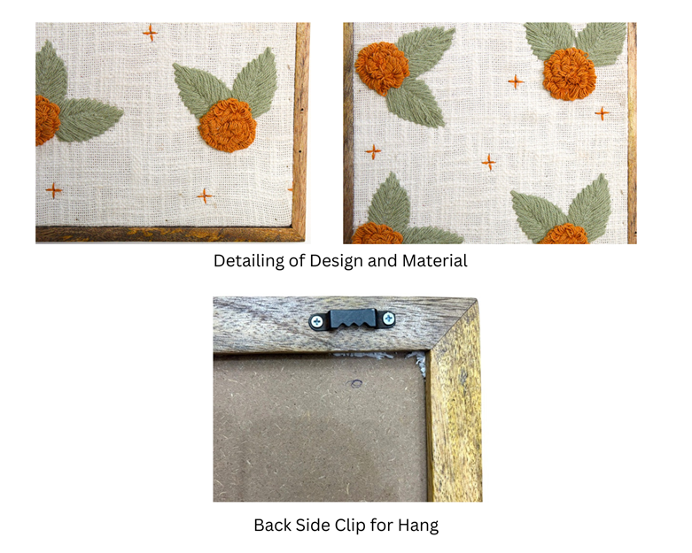 Handcrafted Marigold Embroidered Wall Art | Floral Textile Wall Hanging for Living Room & Bedroom