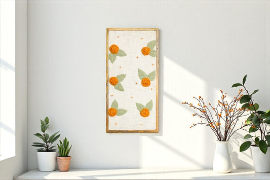 Handcrafted Marigold Embroidered Wall Art | Floral Textile Wall Hanging for Living Room & Bedroom