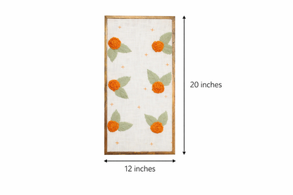 Handcrafted Marigold Embroidered Wall Art | Floral Textile Wall Hanging for Living Room & Bedroom