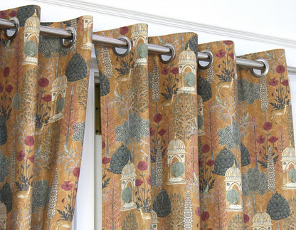PICHWAI PRINT LINEN LONG DOOR CURTAIN 2 PCS