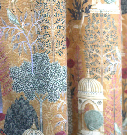 PICHWAI PRINT LINEN LONG DOOR CURTAIN 2 PCS