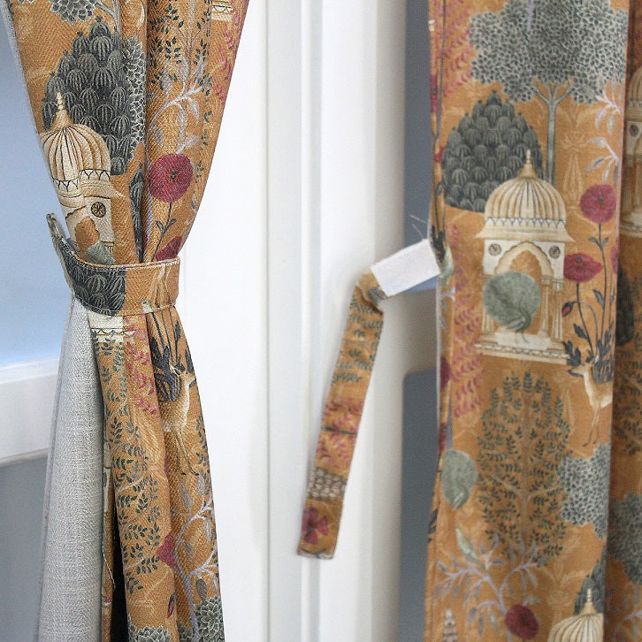 PICHWAI PRINT LINEN LONG DOOR CURTAIN 2 PCS