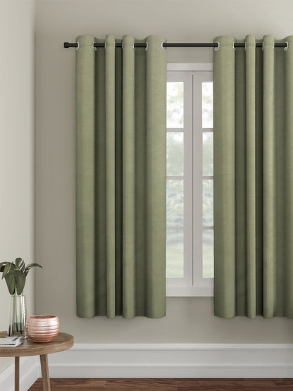 Eyda Green Color Premium Semi Blackout Window Curtain- 1 Pc