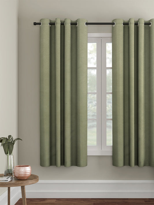Eyda Green Color Premium Semi Blackout Window Curtain- 1 Pc
