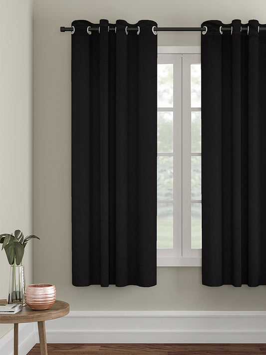 Eyda Black Color Premium Semi Blackout Window Curtain- 1 Pc