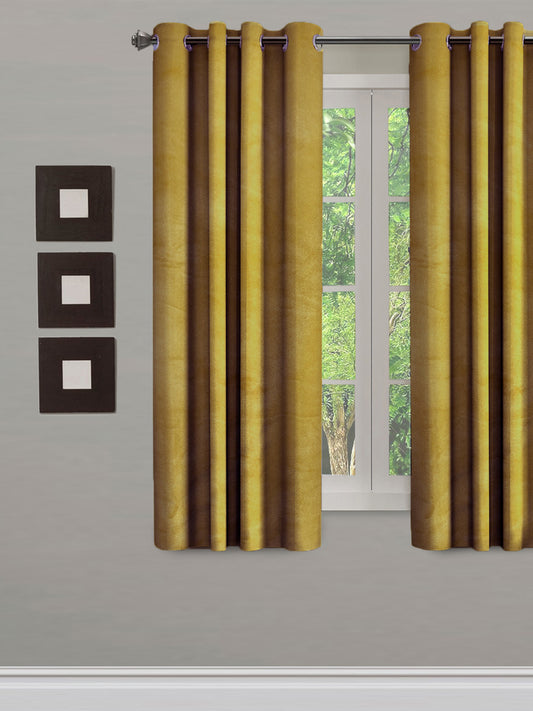 Eyda Premium Velvet Mustard Color Eyelet Window Door Curtain- 1 Pc