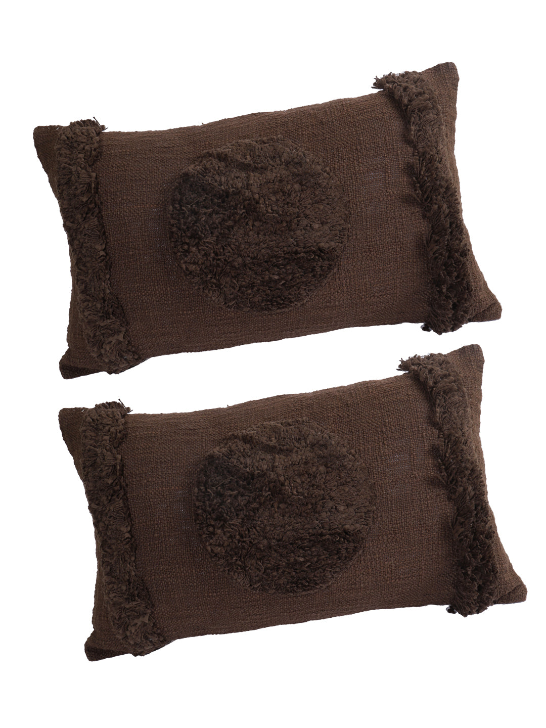 Eyda Set of 2 Cotton Brown Cushion Cover 12x20 inch