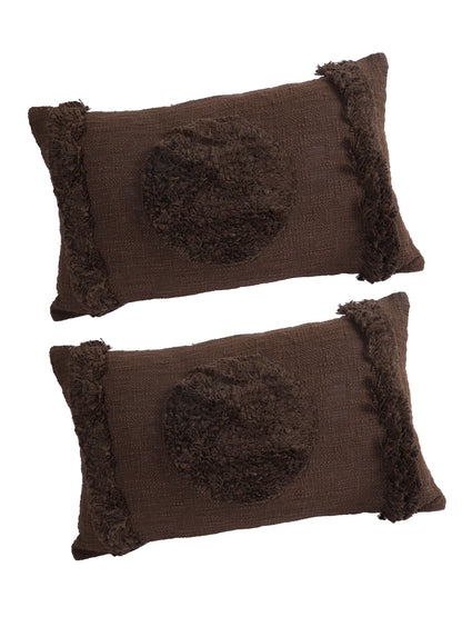 Eyda Set of 2 Cotton Brown Cushion Cover 12x20 inch
