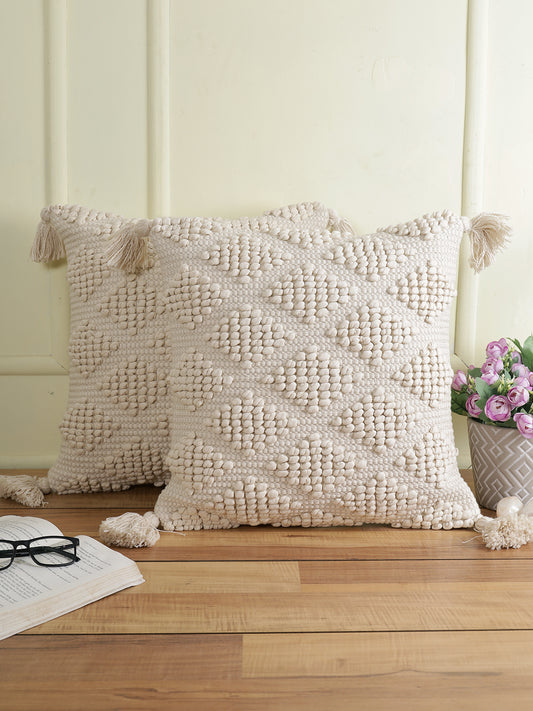 Eyda Set of 2 Cotton Cream Cushion Cover 18x18 inch