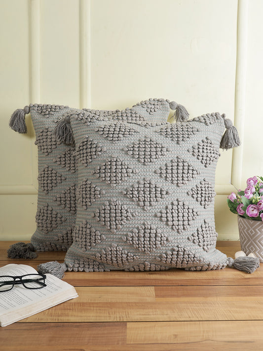 Eyda Set of 2 Cotton Grey Cushion Cover 18x18 inch