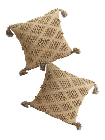 Eyda Set of 2 Cotton Beige Cushion Cover 18x18 inch
