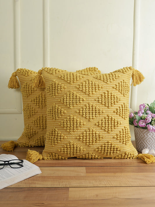 Eyda Set of 2 Cotton Yellow Cushion Cover 18x18 inch