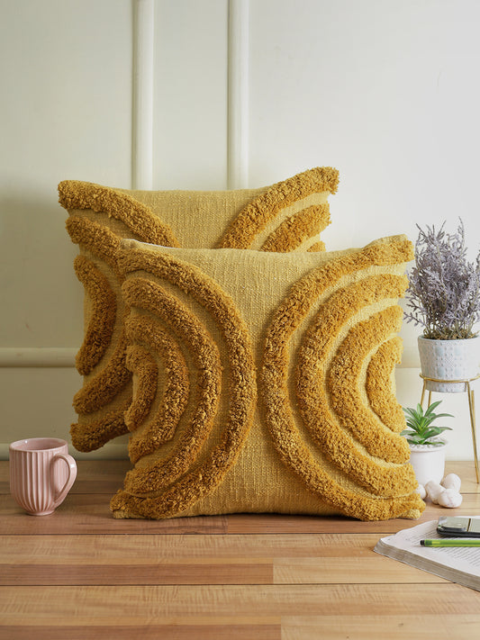 Eyda Set of 2 Cotton Beige Cushion Cover 18x18 inch