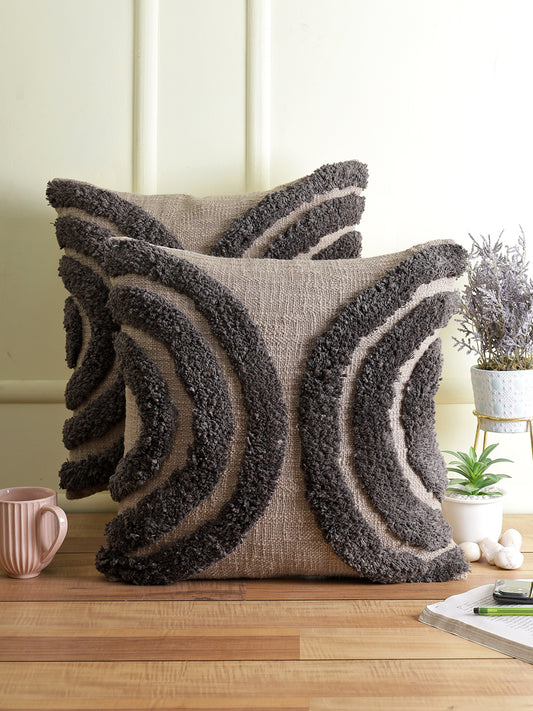 Eyda Set of 2 Cotton Grey Cushion Cover 18x18 inch
