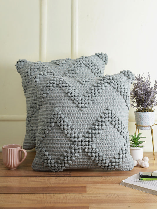 Eyda Set of 2 Cotton Light Blue Cushion Cover 18x18 inch