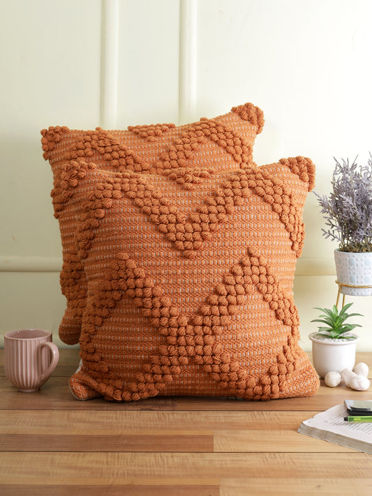 Eyda Set of 2 Cotton Rust Cushion Cover 18x18 inch