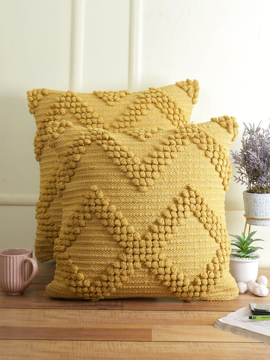 Eyda Set of 2 Cotton Yellow Cushion Cover 18x18 inch