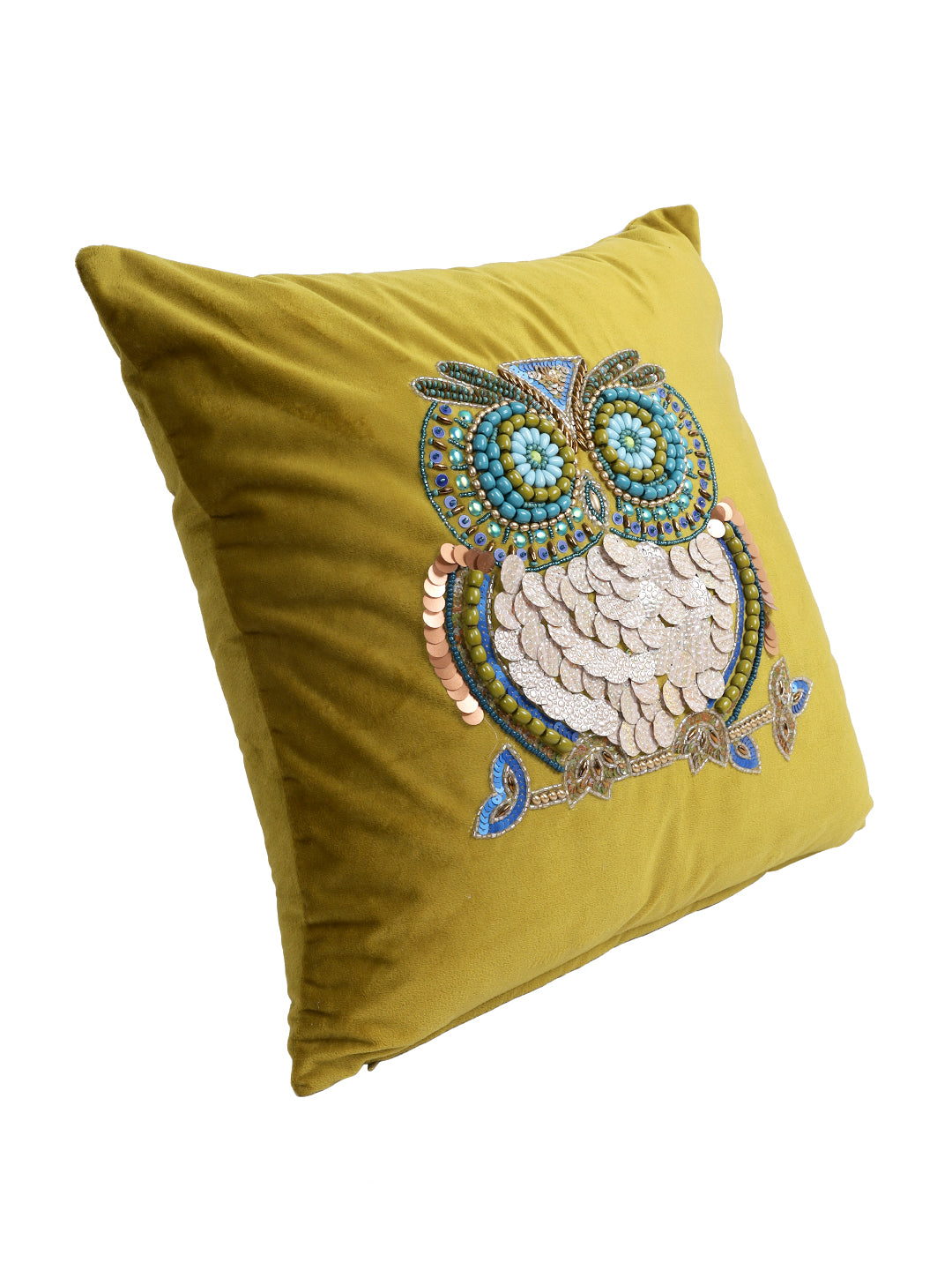 Eyda Set of 2 Velvet Green Emroidered Cushion Cover 18x18 inch