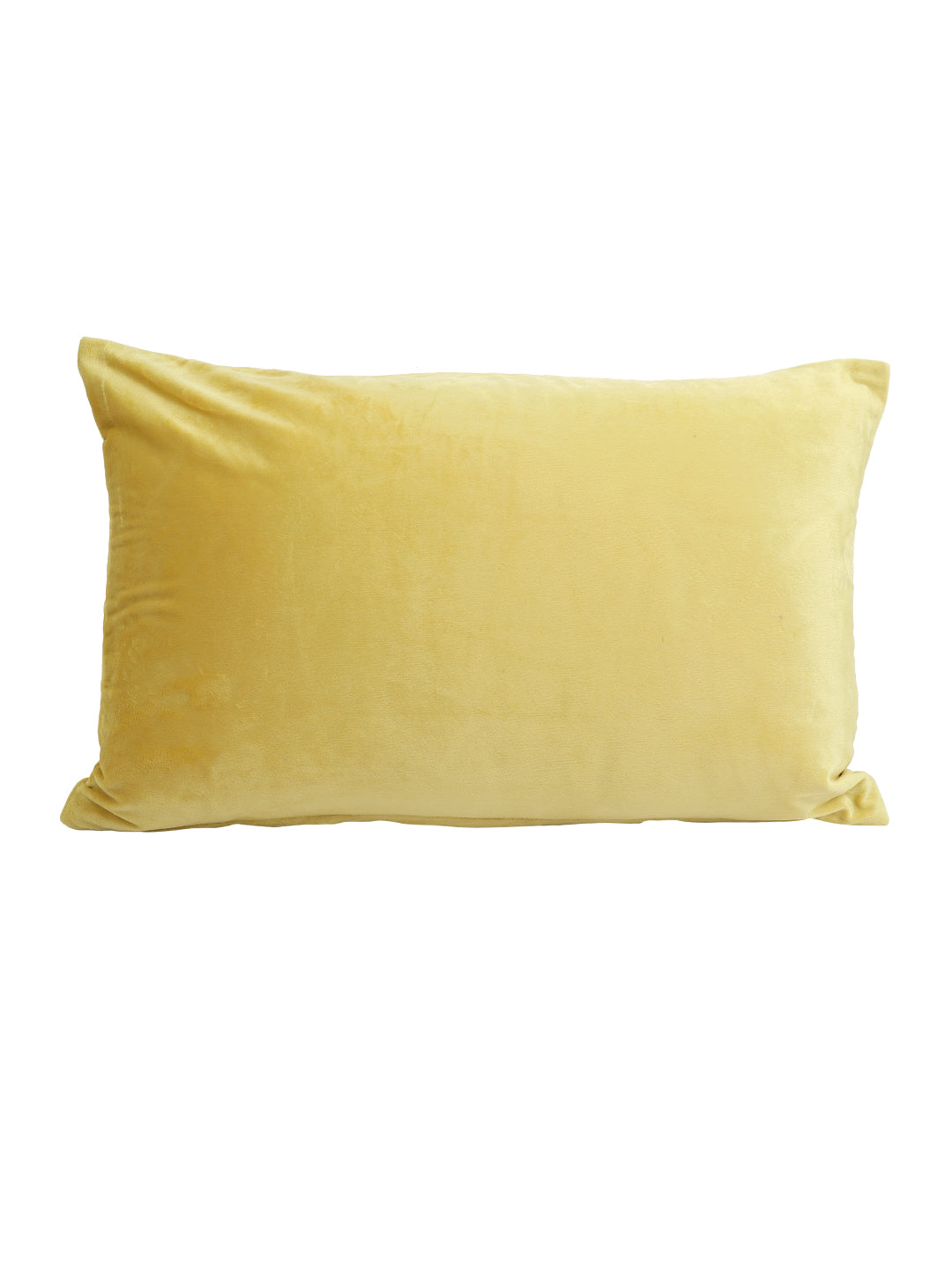 Eyda Set of 2 Velvet Yellow Emroidered Cushion Cover 12x20 inch
