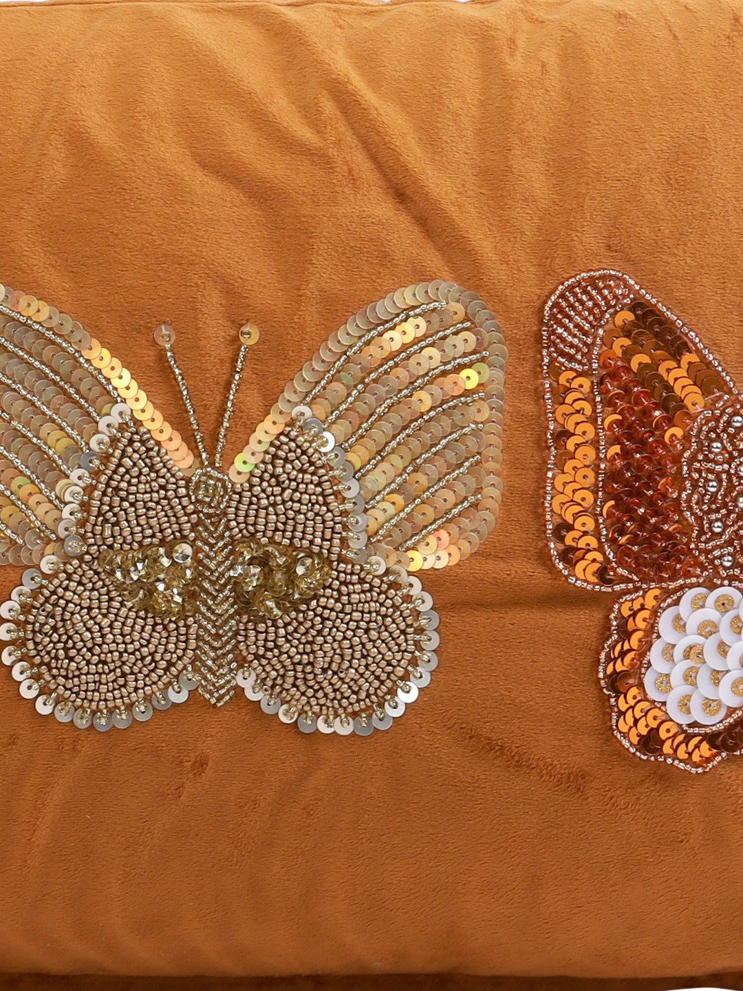 Eyda Set of 2 Velvet Rust Emroidered Cushion Cover 12x20 inch