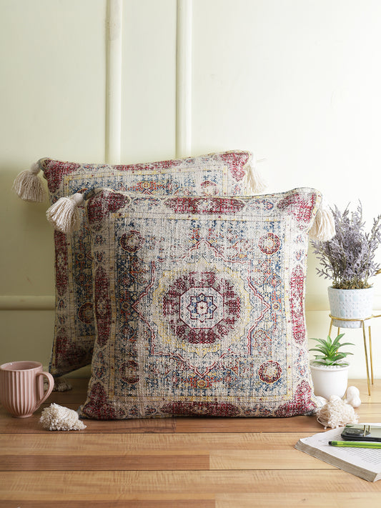 Eyda Set of 2 Cotton Multi Colored Cushion Cover 20x20 inch