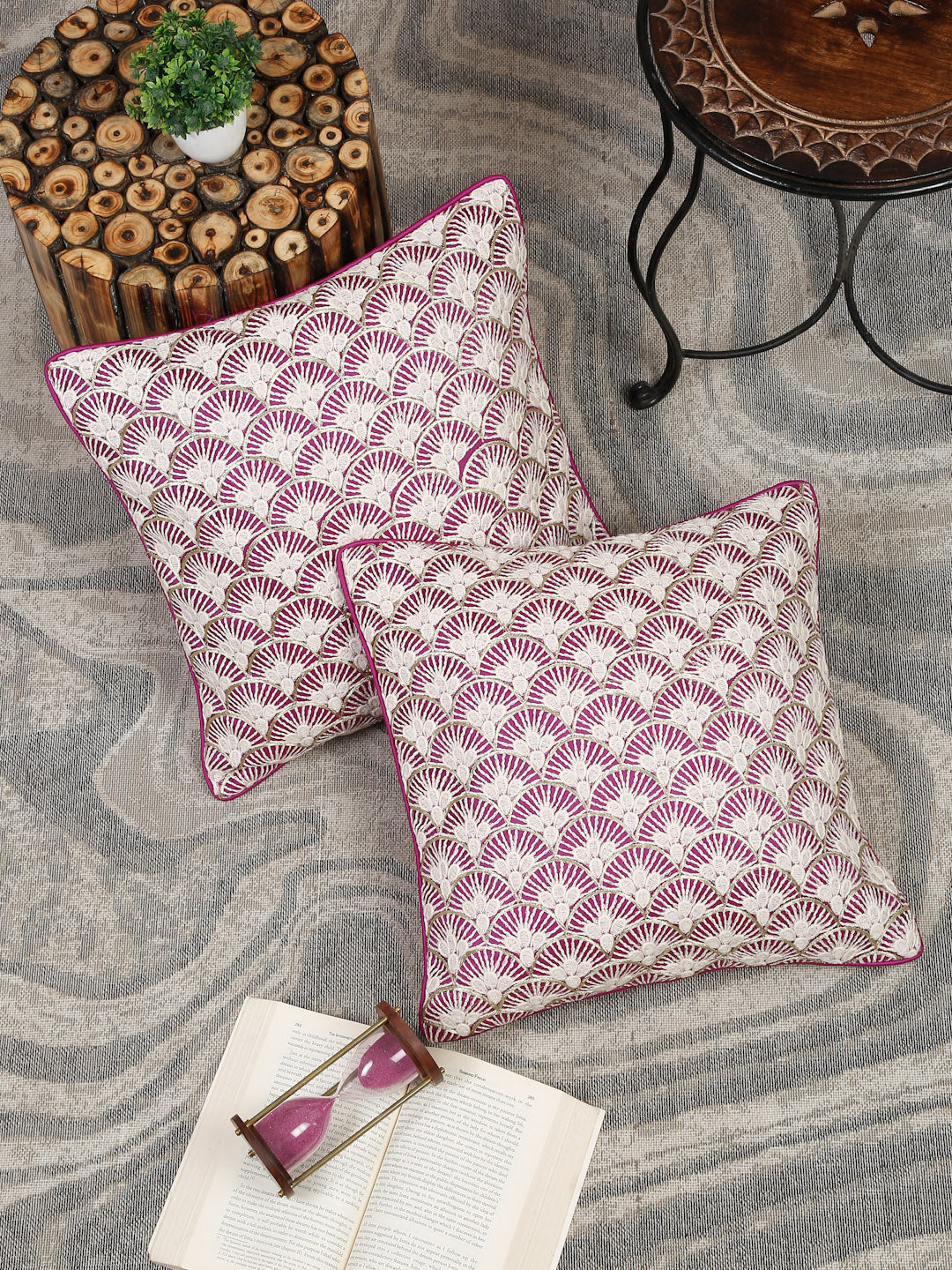 Eyda Set of 2 Embroidered Cushion Covers