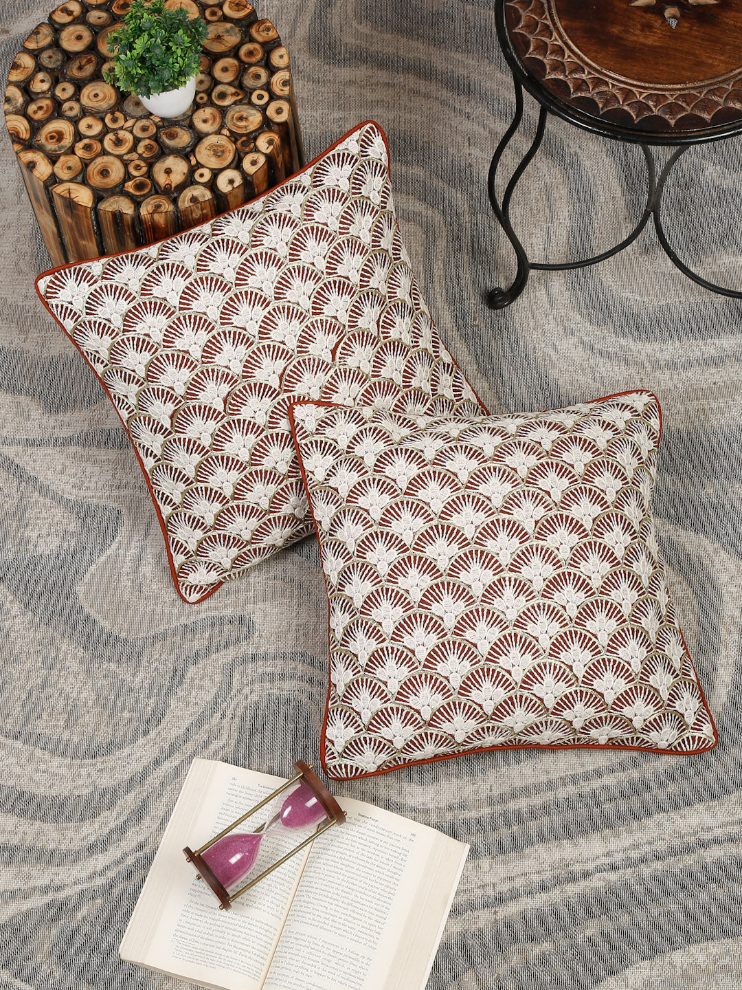 Eyda Set of 2 Embroidered Cushion Covers