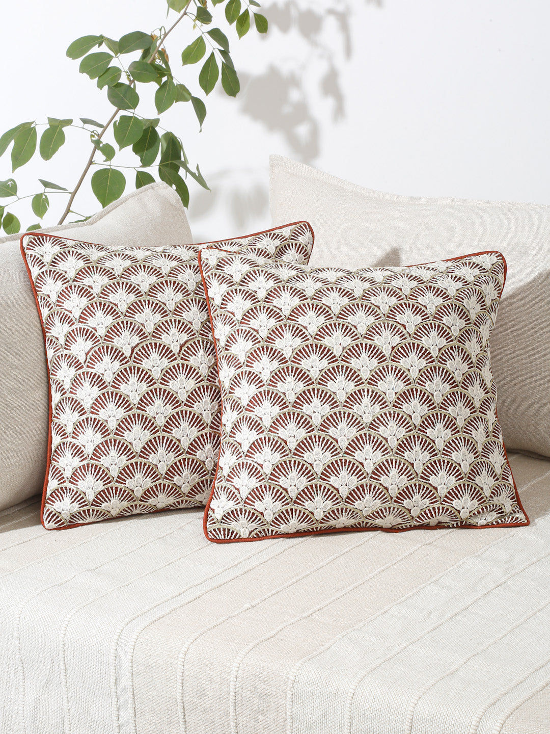 Eyda Set of 2 Embroidered Cushion Covers