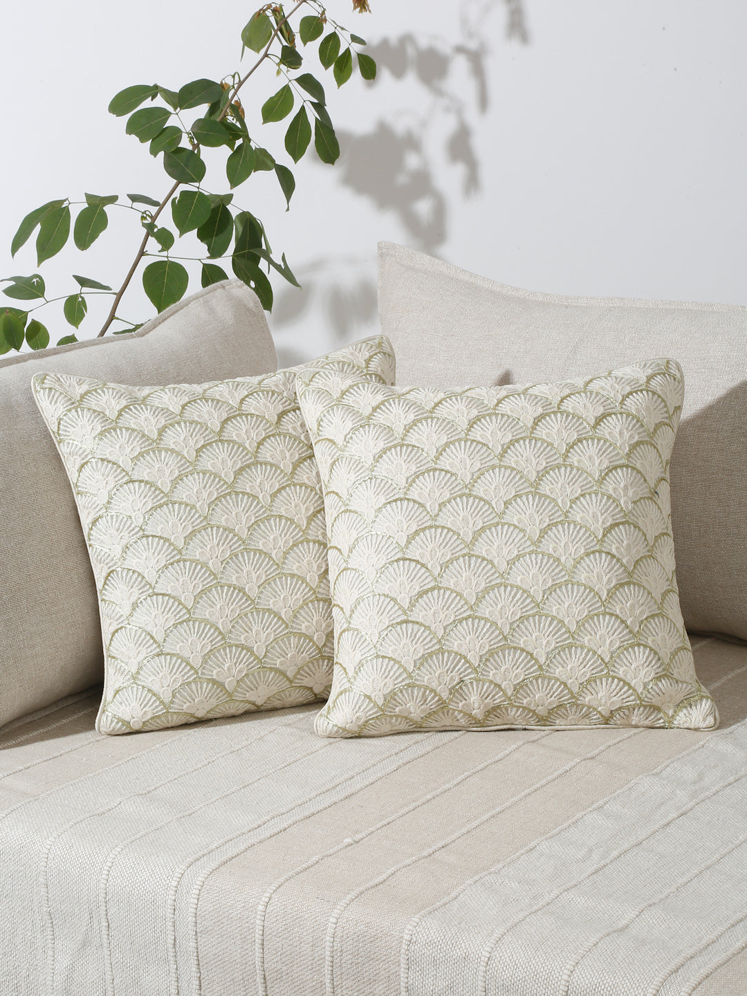Eyda Set of 2 Embroidered Cushion Covers