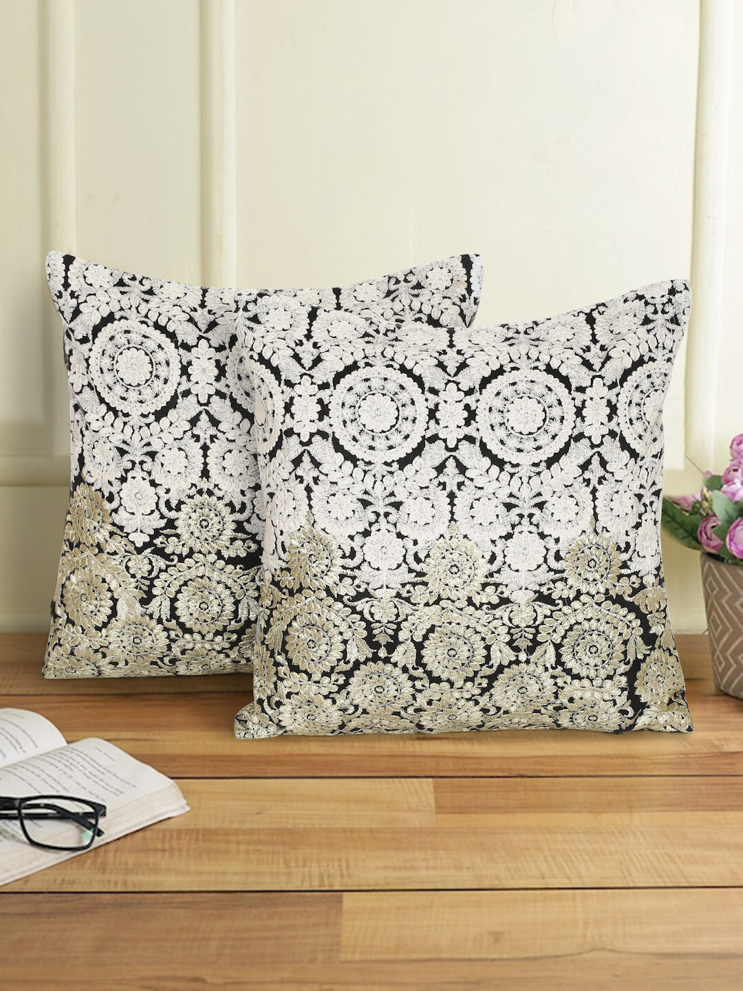 Eyda Set of 2 Embroidered Cushion Covers