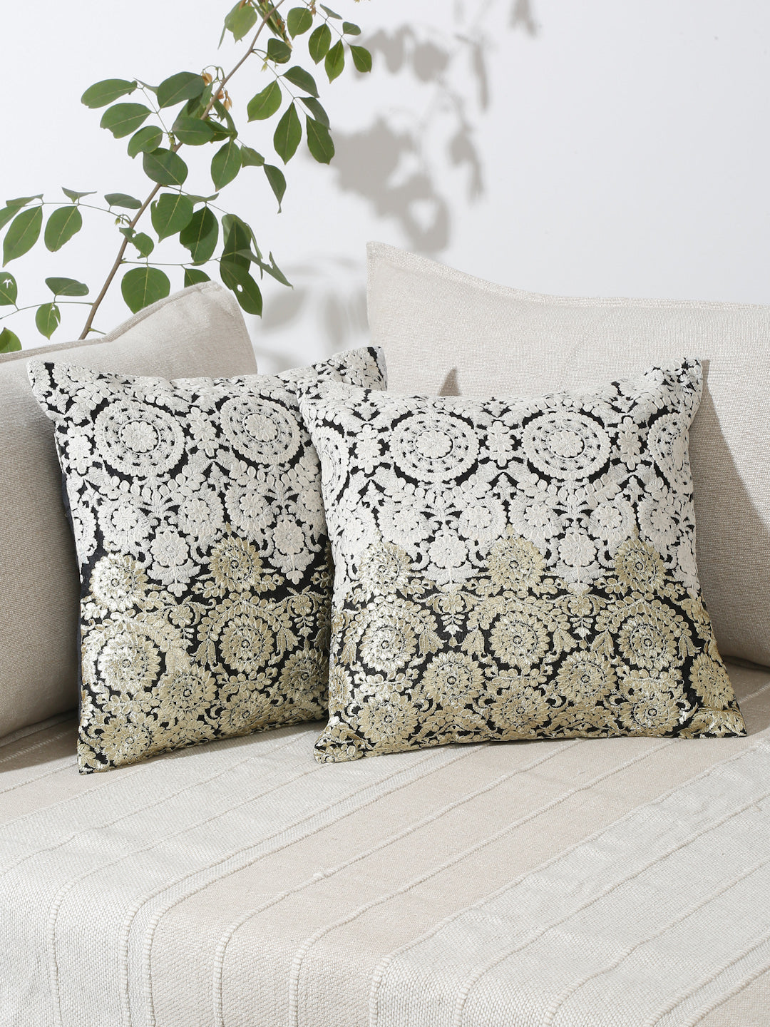 Eyda Set of 2 Embroidered Cushion Covers