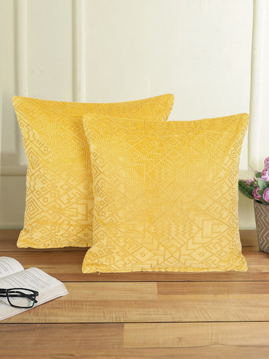 Eyda Yellow Velvet Cushion covers set of 2