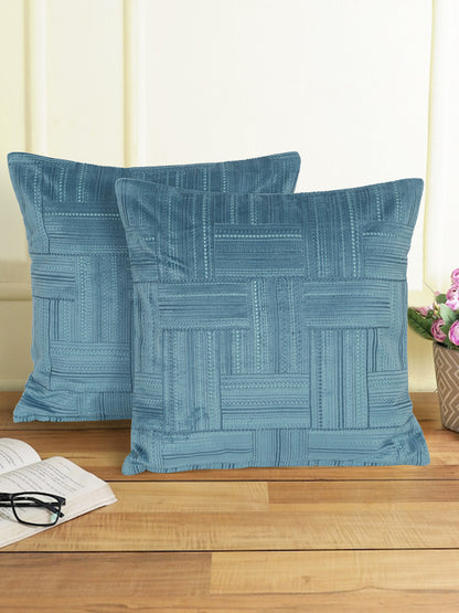 Eyda Blue Velvet Cushion covers set of 2