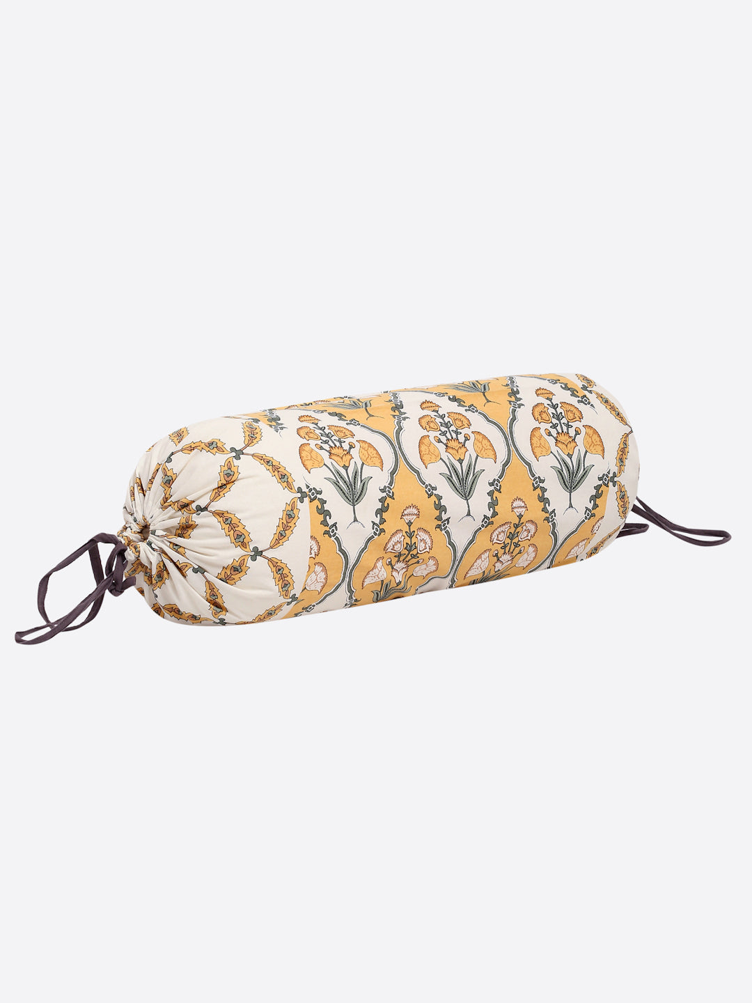 Rajasthan Décor Set of 6 Screen Floral Print Yellow and White Cotton Diwan Set