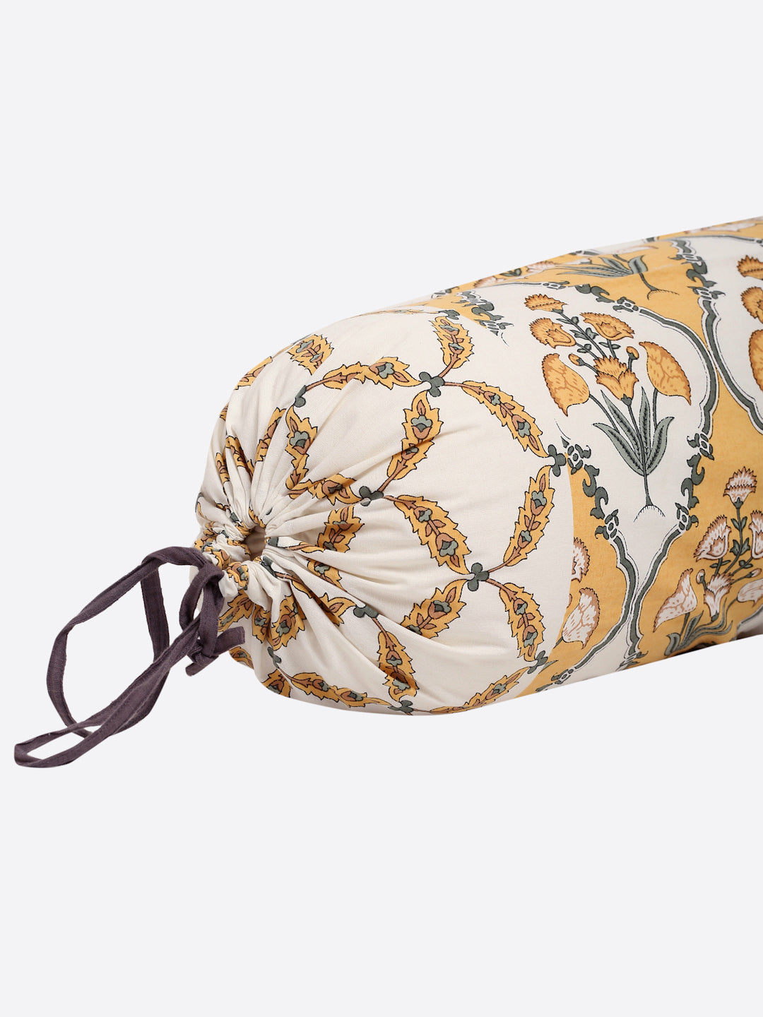 Rajasthan Décor Set of 6 Screen Floral Print Yellow and White Cotton Diwan Set
