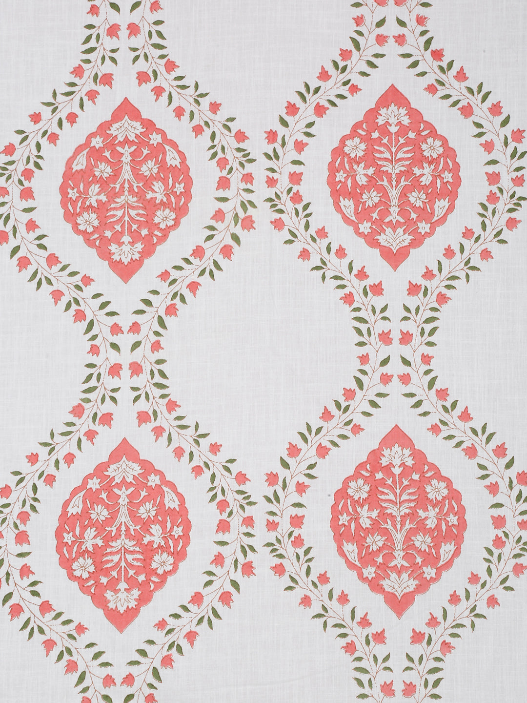 Cream Color Peach Floral Print Cotton King Bed Sheet with 2 Pillow Covers