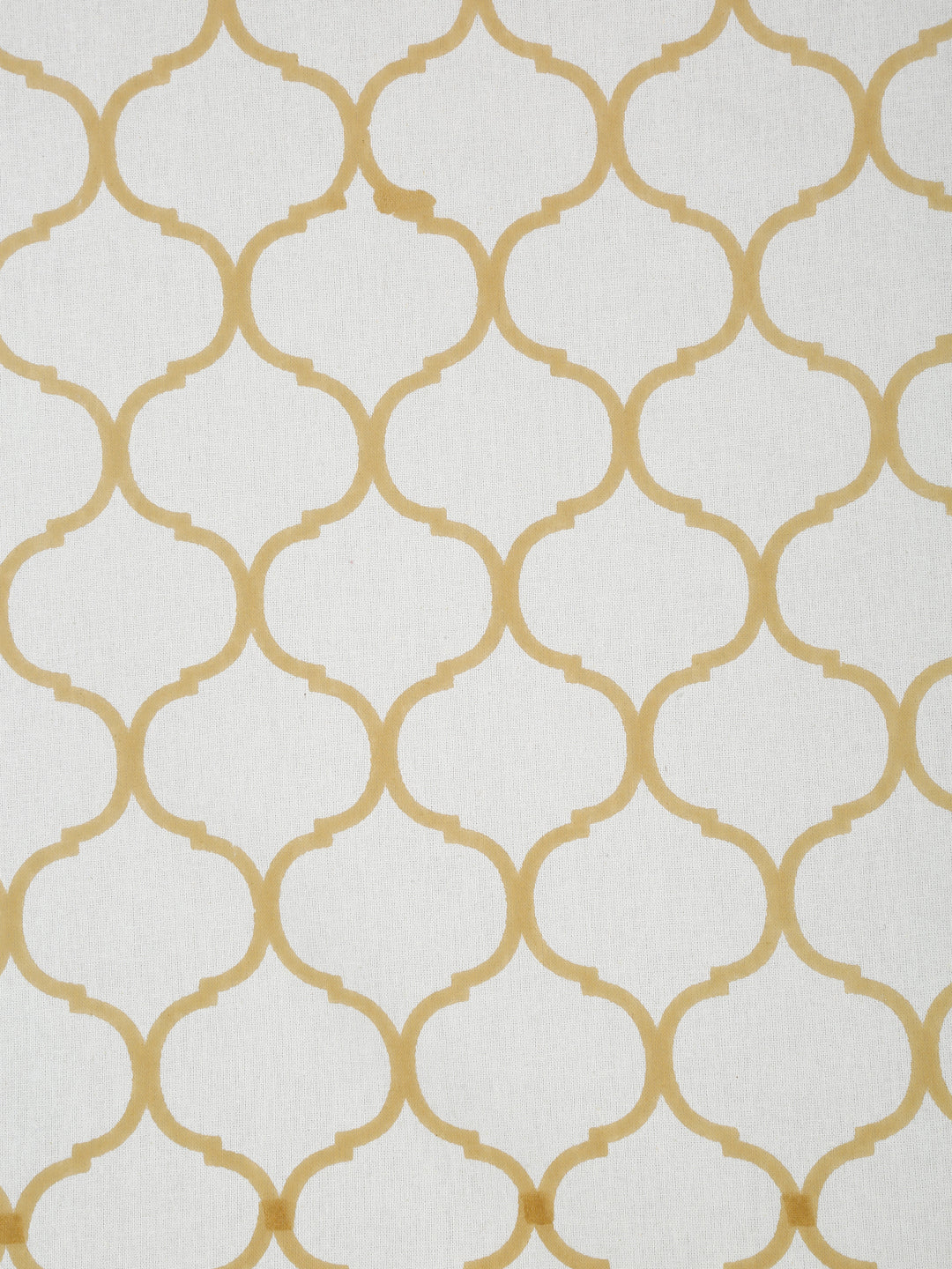 Rajasthan Decor White and Yellow   Geometric Print cotton King Bed sheet with 2 Pillow Covers