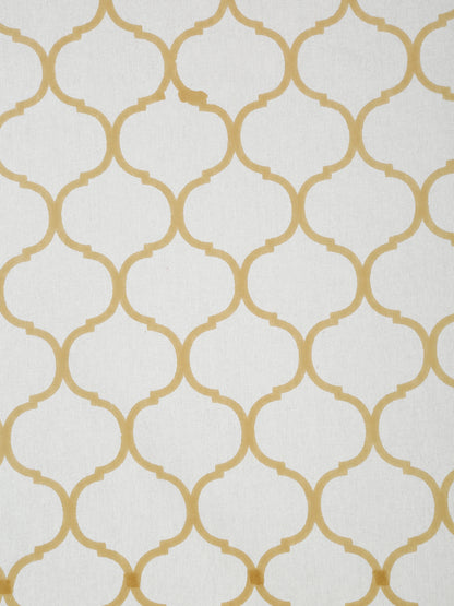 Rajasthan Decor White and Yellow   Geometric Print cotton King Bed sheet with 2 Pillow Covers