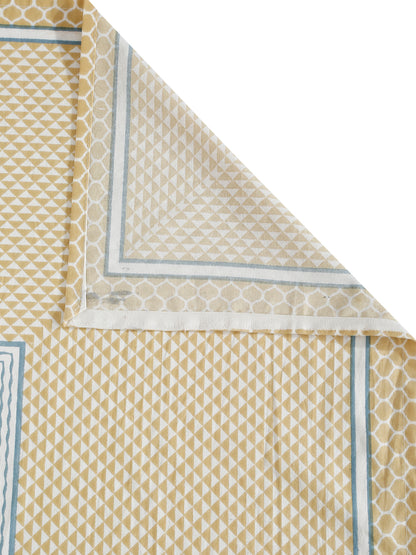 Rajasthan Decor White and Yellow   Geometric Print cotton King Bed sheet with 2 Pillow Covers