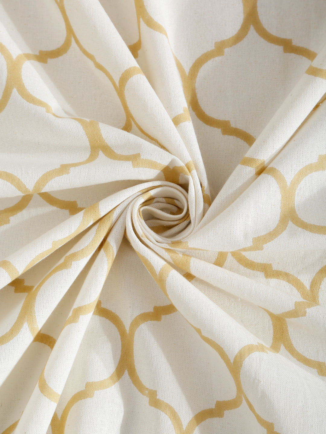 Rajasthan Decor White and Yellow   Geometric Print cotton King Bed sheet with 2 Pillow Covers