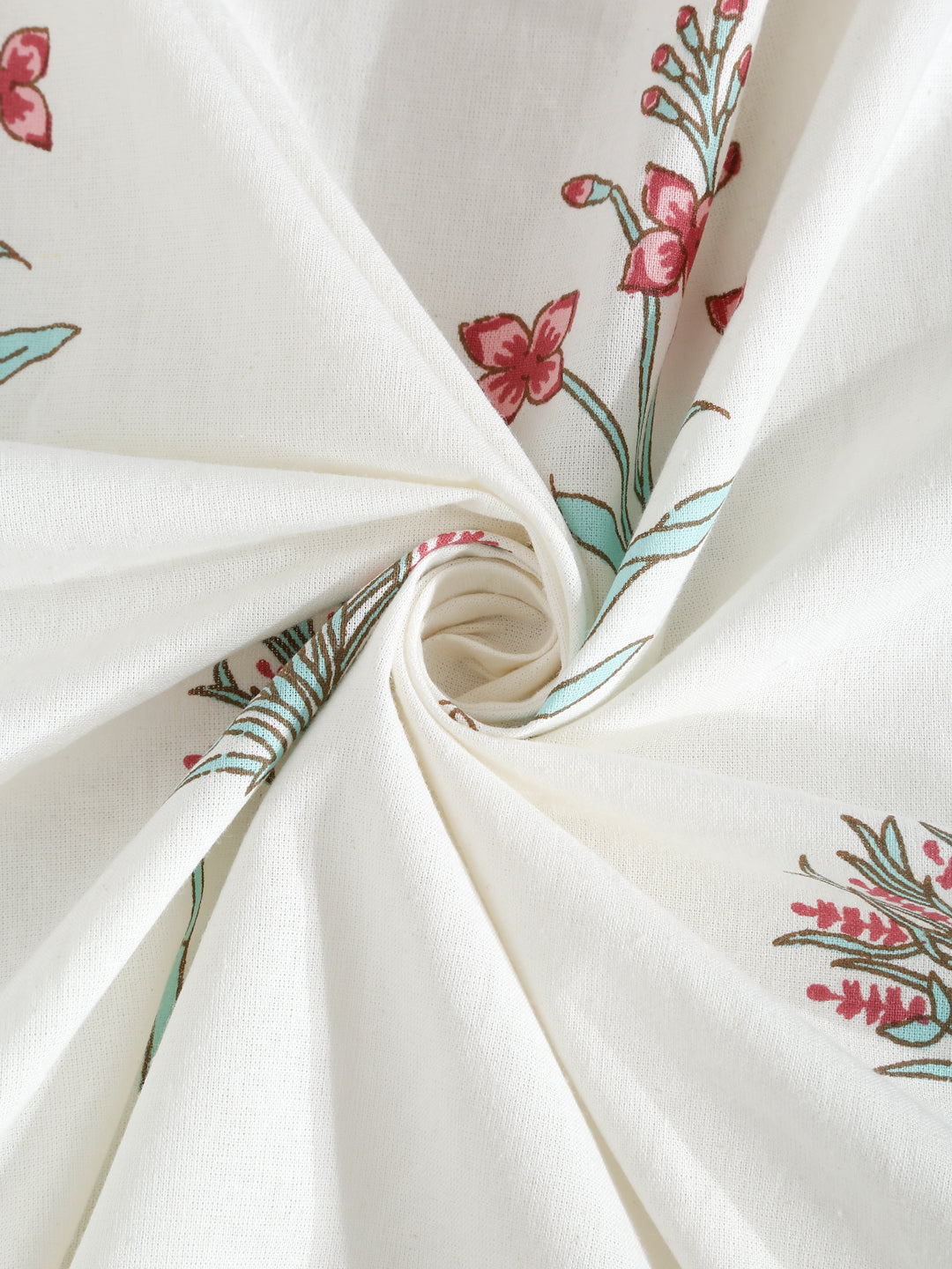 Rajasthan Decor White  and Pink Cotton Mughal  Pattren  King Bed sheet with 2 Pillow Covers (Copy)